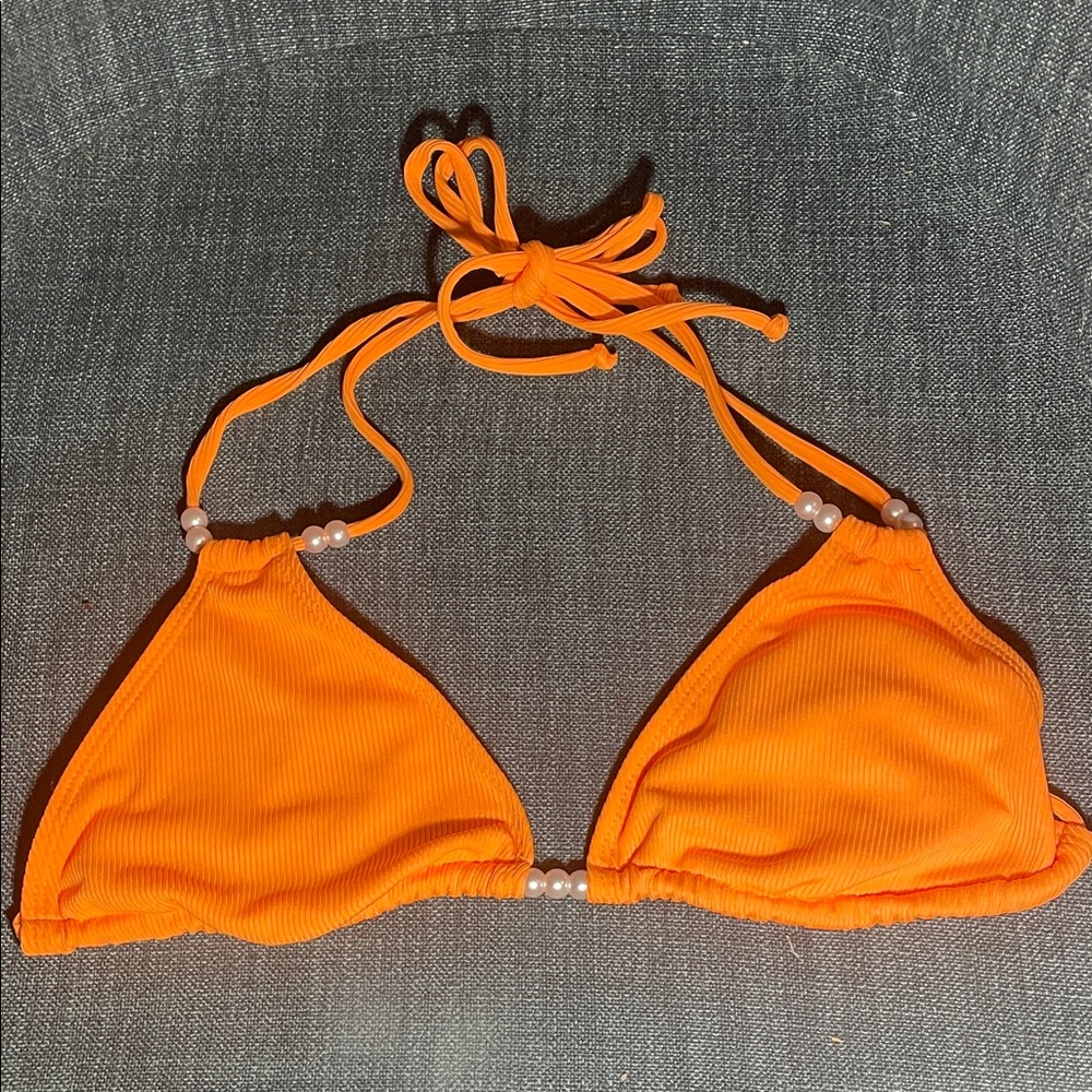 Orange Triangle beaded bikini top